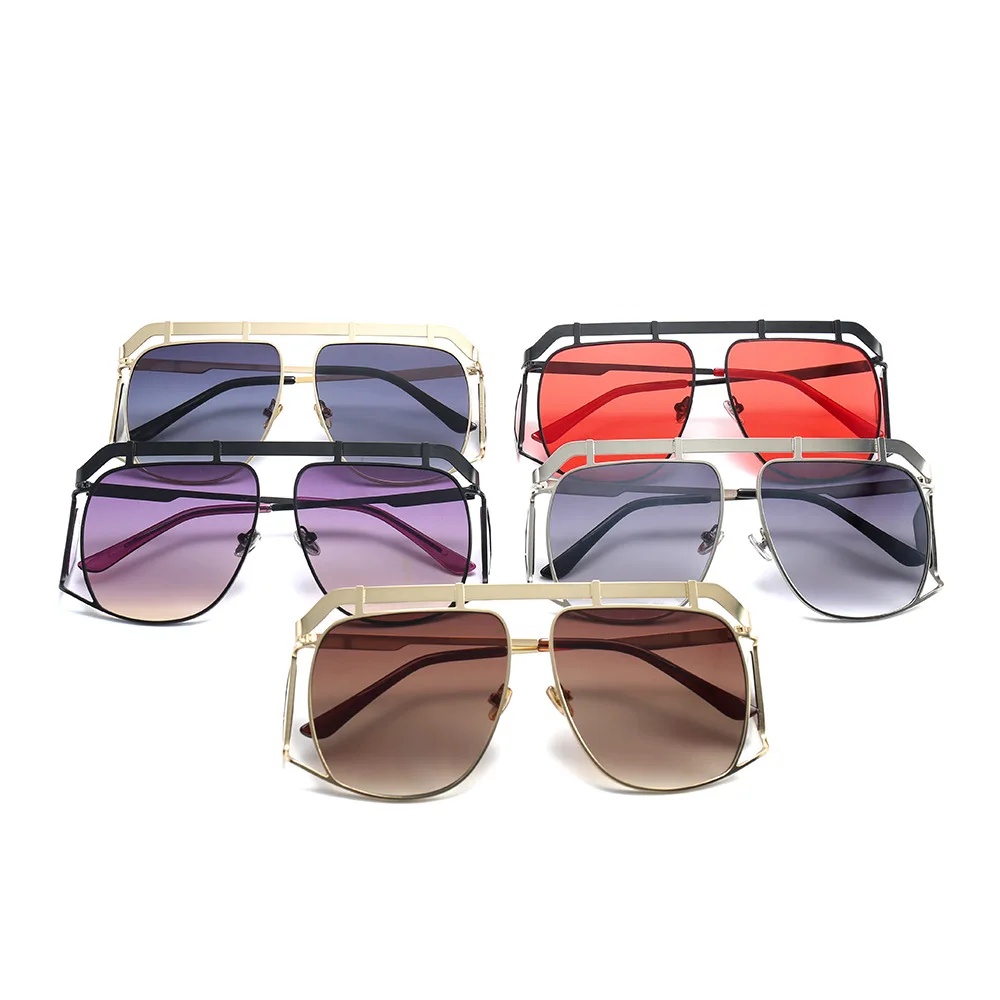 Очки солнцезащитные женские квадратные в металлической оправе с защитой