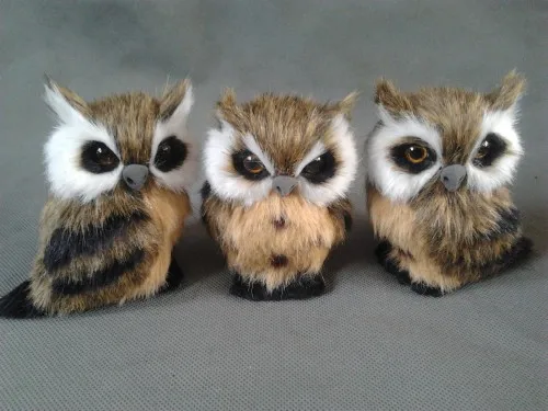 simulation owl 7x9cm fur mini one lot / 3 pieces toy Cognitive model home decoration gift h1339 | Игрушки и хобби