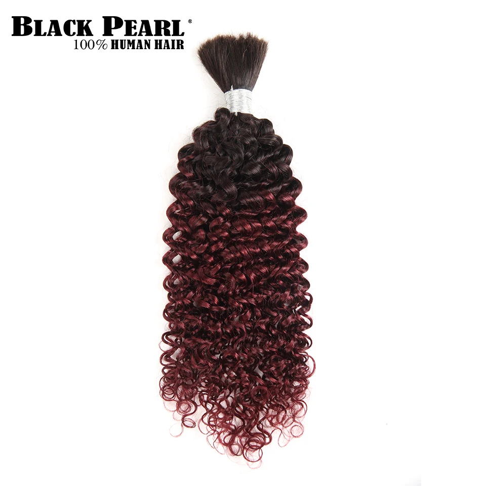 

Black Pearl Remy Human Hair Brazilian Kinky Curly Bulk Hair For Braiding No Weft Braids Hair Bundles Ombre T1B/99J Bundles
