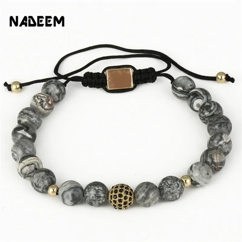 Браслет с мраморным камнем и микрозакрепкой 8 мм|bracelet jewelry|bracelet handmadebraided bracelet |