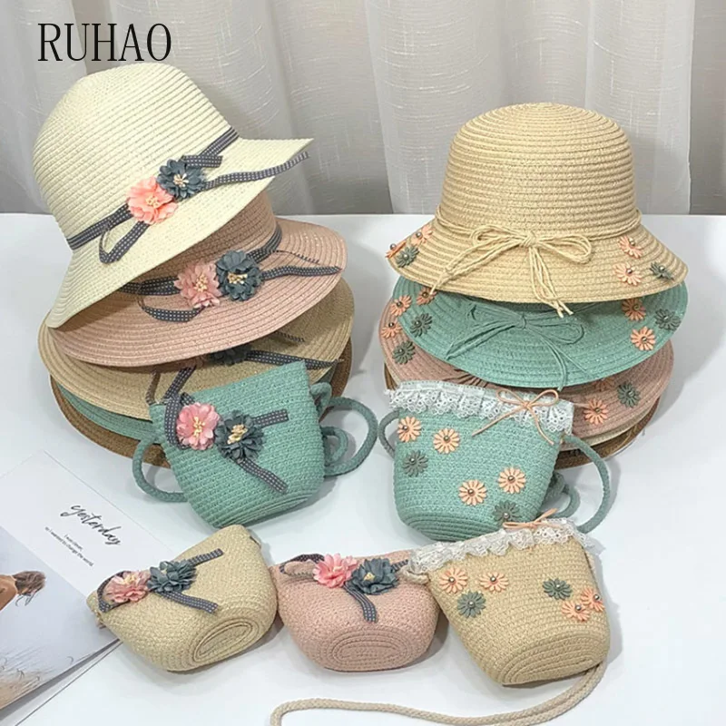 RUHAO/летние шапки для девочек соломенная широкополая шляпа с широкими полями