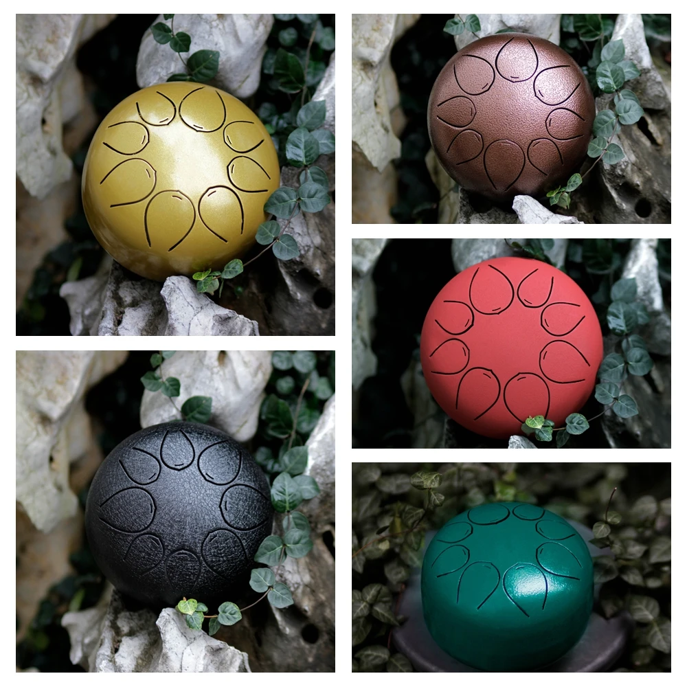 

5 Inch 560g Hand Size Ultralight Tongue Drum 8 Notes with Bag and Drum Sticks 5 Colors Optional