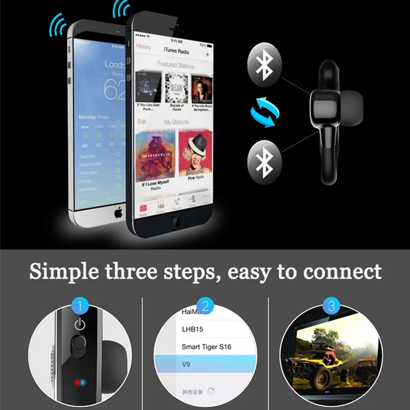 Новинка 2020 Handsfree V9 бизнес Bluetooth наушники с микрофоном Голосовое управление