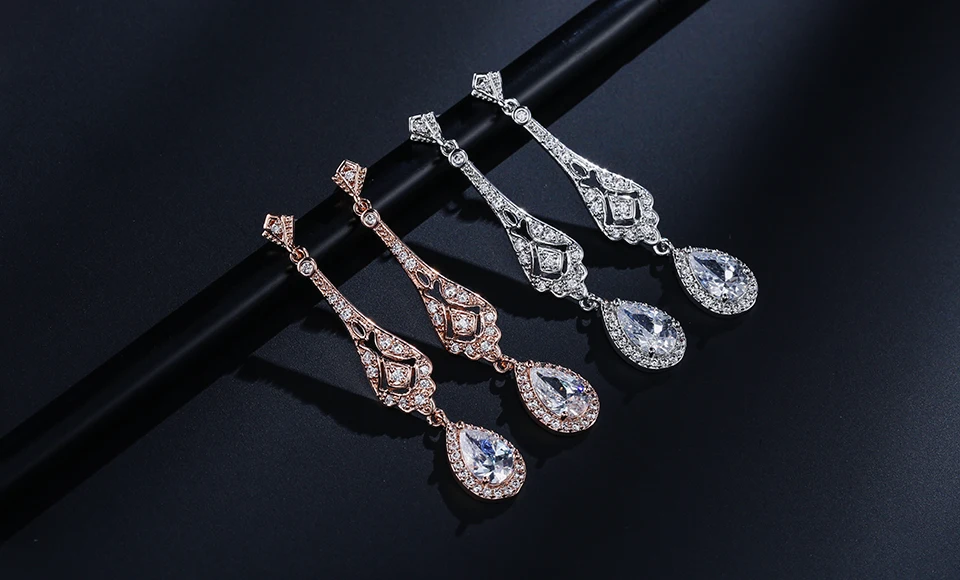 Модные длинные висячие серьги в виде кристаллов циркония высшего качества, винтажные капли, Свадебные вечерние ювелирные изделия для женщин, FSEP2171