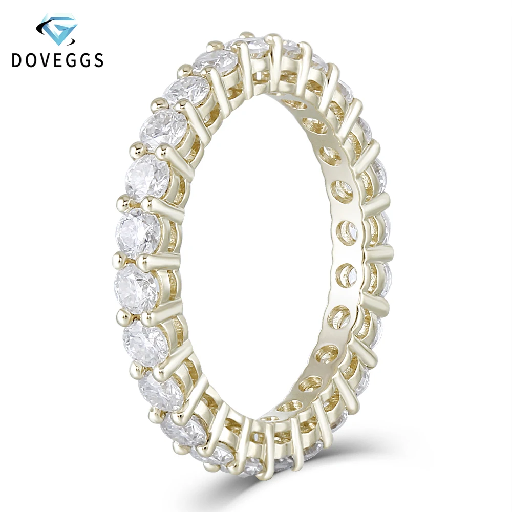DovEggs классика 10 к желтое золото 2,5 мм Муассанит Вечность Обручальное кольцо для женщин подарок дамское штабелируемое Золотое обручальное кольцо