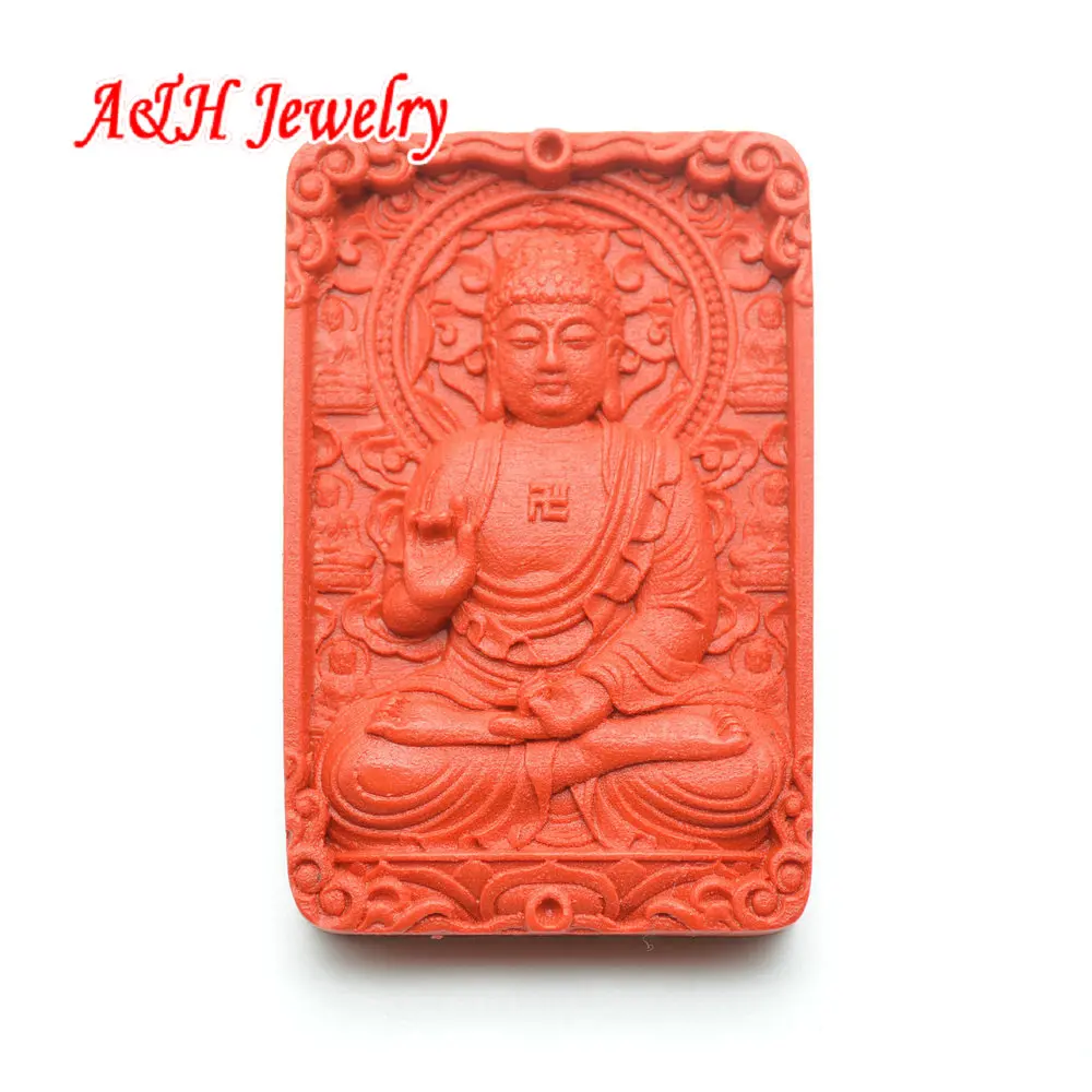 

10pcs Fine Carved Red Cinnabar Chinese Guanyin Pendant 40x60mm Tathagata Buddha For Necklace Making