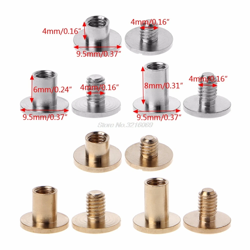 

10 Pairs Brass Chicago Screws Posts Belt Button for Leather Bookbinding Crafts New Dropshipping
