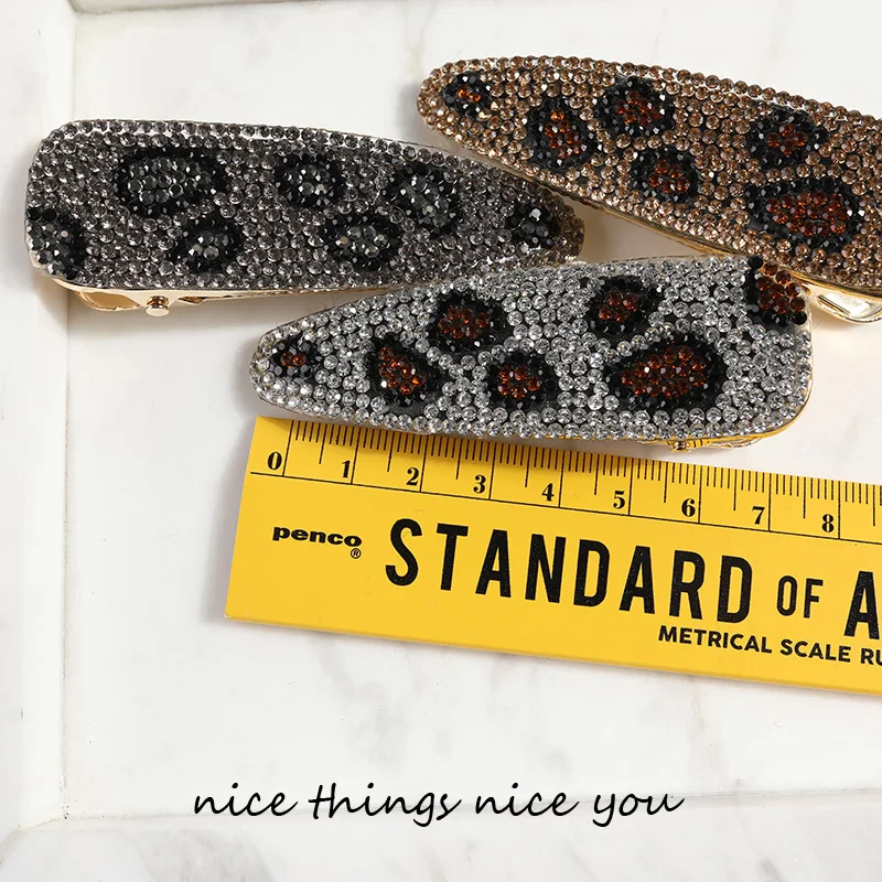 High quality water drill super flash hairclips metal Leopard Print duck mouth hairgrips bangs clip temperament hair accessories |
