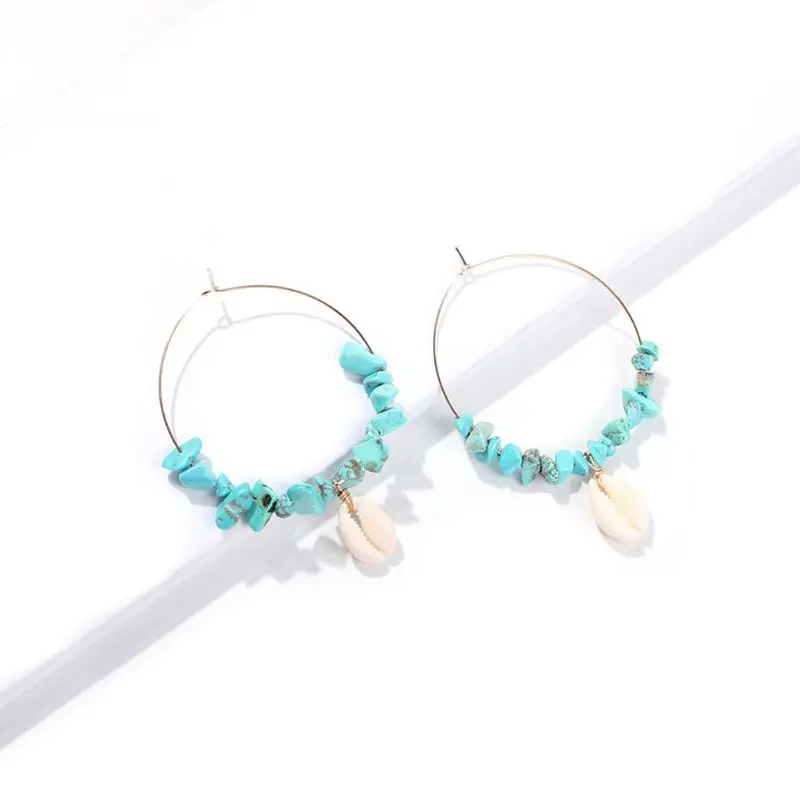 

Summer Natural Stone Shell Pendant Drop Earrings Women Fashion Jewelry