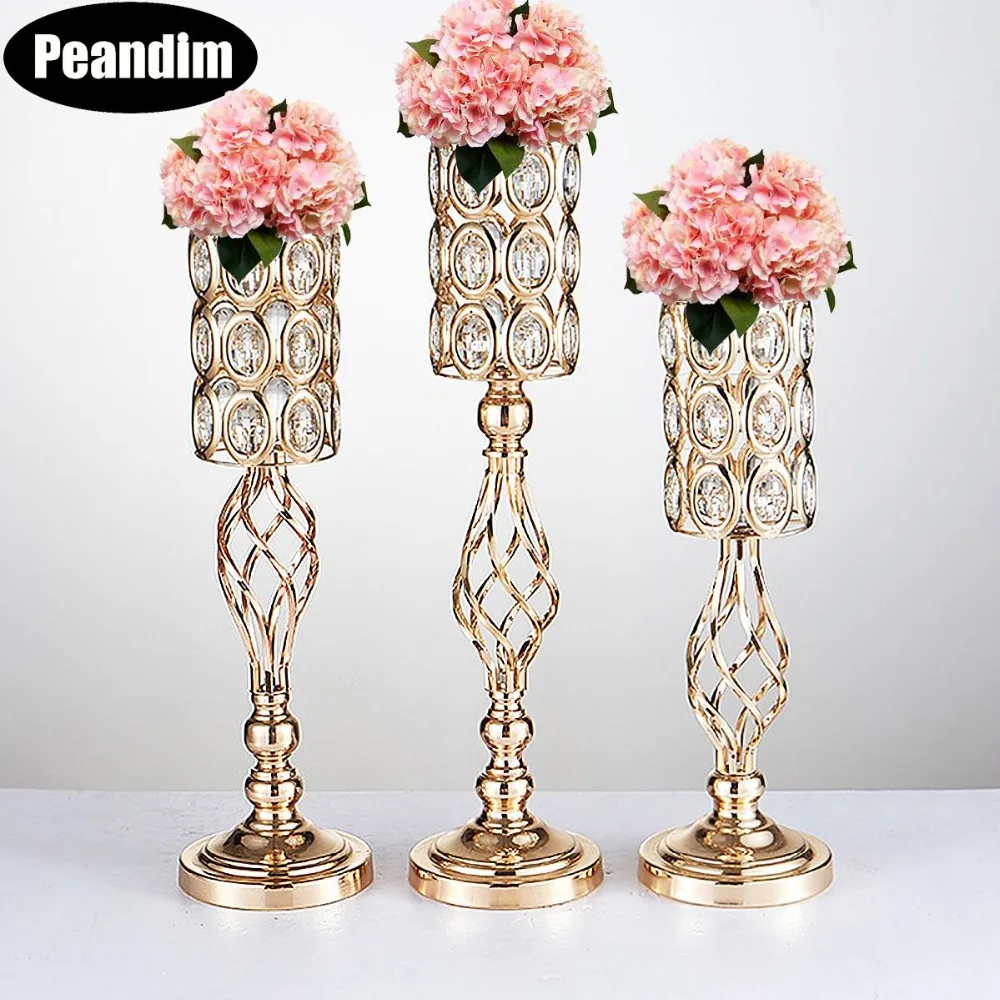 Арахис 10 шт./лот хрустальные золотые подсвечники для вечеринки дорожный