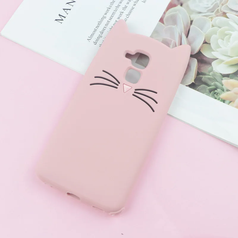3D милый японский блестящий чехол с бородатым котом для huawei Honor 5C/7 Lite/GT3 5,", силиконовый чехол для мобильного телефона - Цвет: HuXu Pink