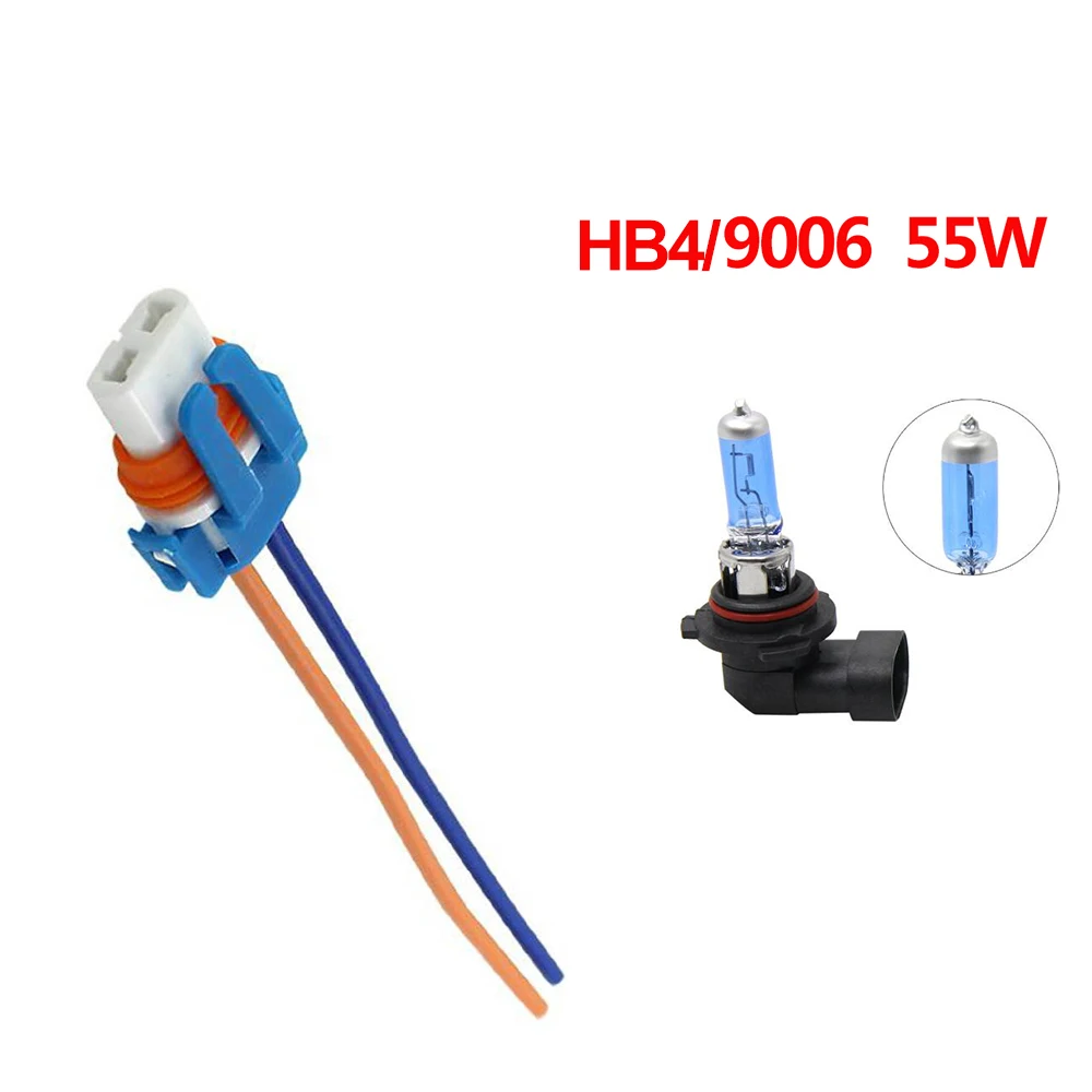 1 шт., автомобильный бочонок H1 H4 H7 H11 HB3 HB4 фар керамический патрон удлинитель автомобильный провод адаптер для галогенок фотолампы с разъемом - Название цвета: HB4 with 55W Bulb