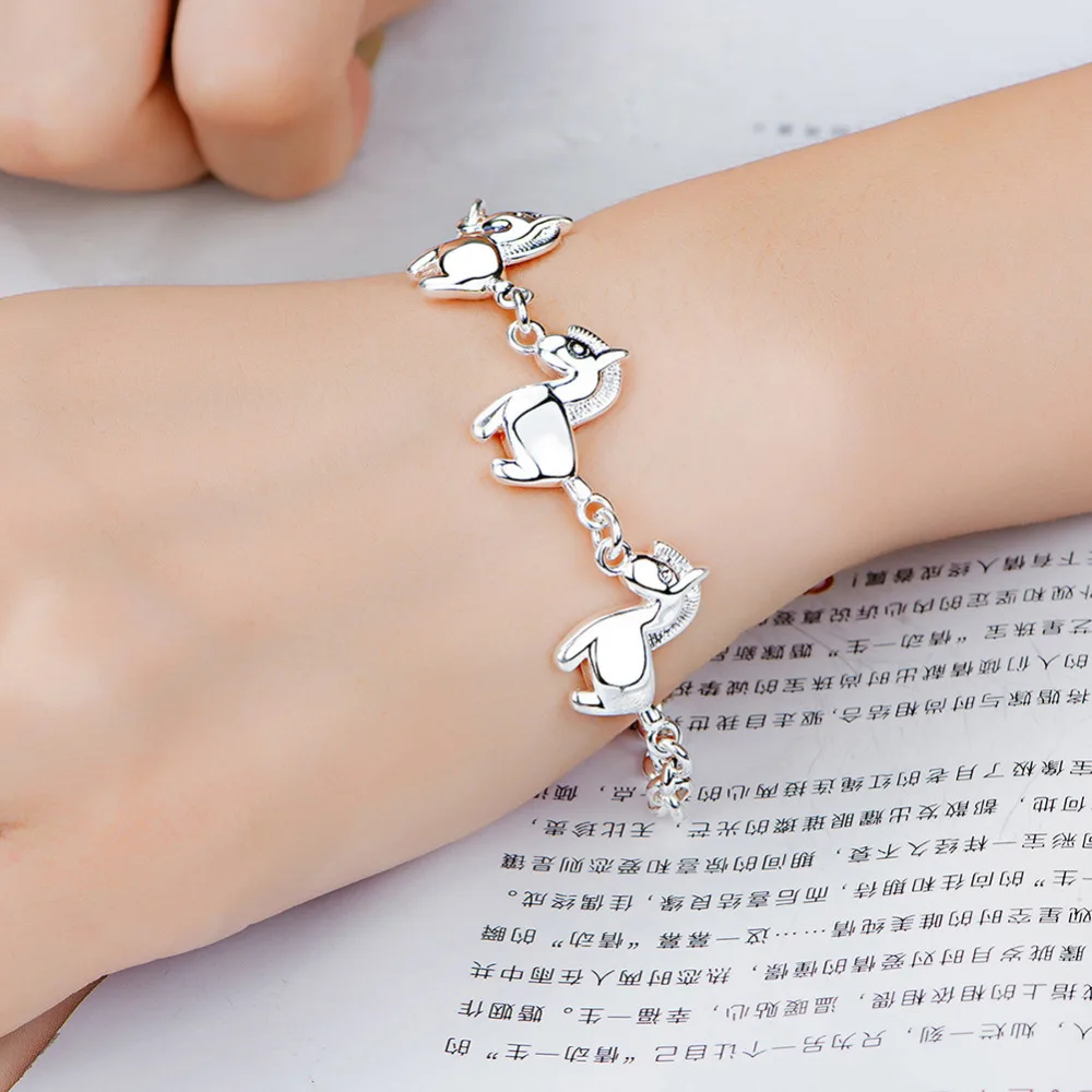 Three smooth luck horse animal браслет с подвеской 925 серебряные ювелирные изделия для женщин