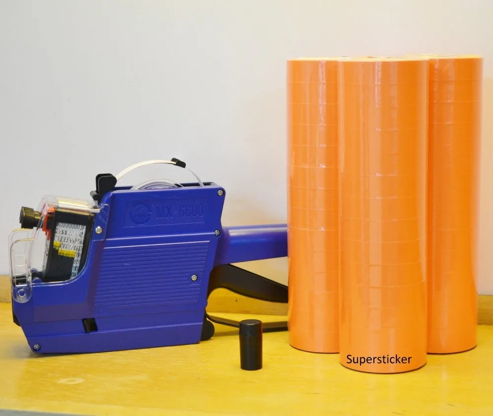 

[ Fly Eagle ] MX-6600 10 Digits Two-line Labeller Tag Gun labeler +1 Ink + 30 Rolls Orange 500 Tag