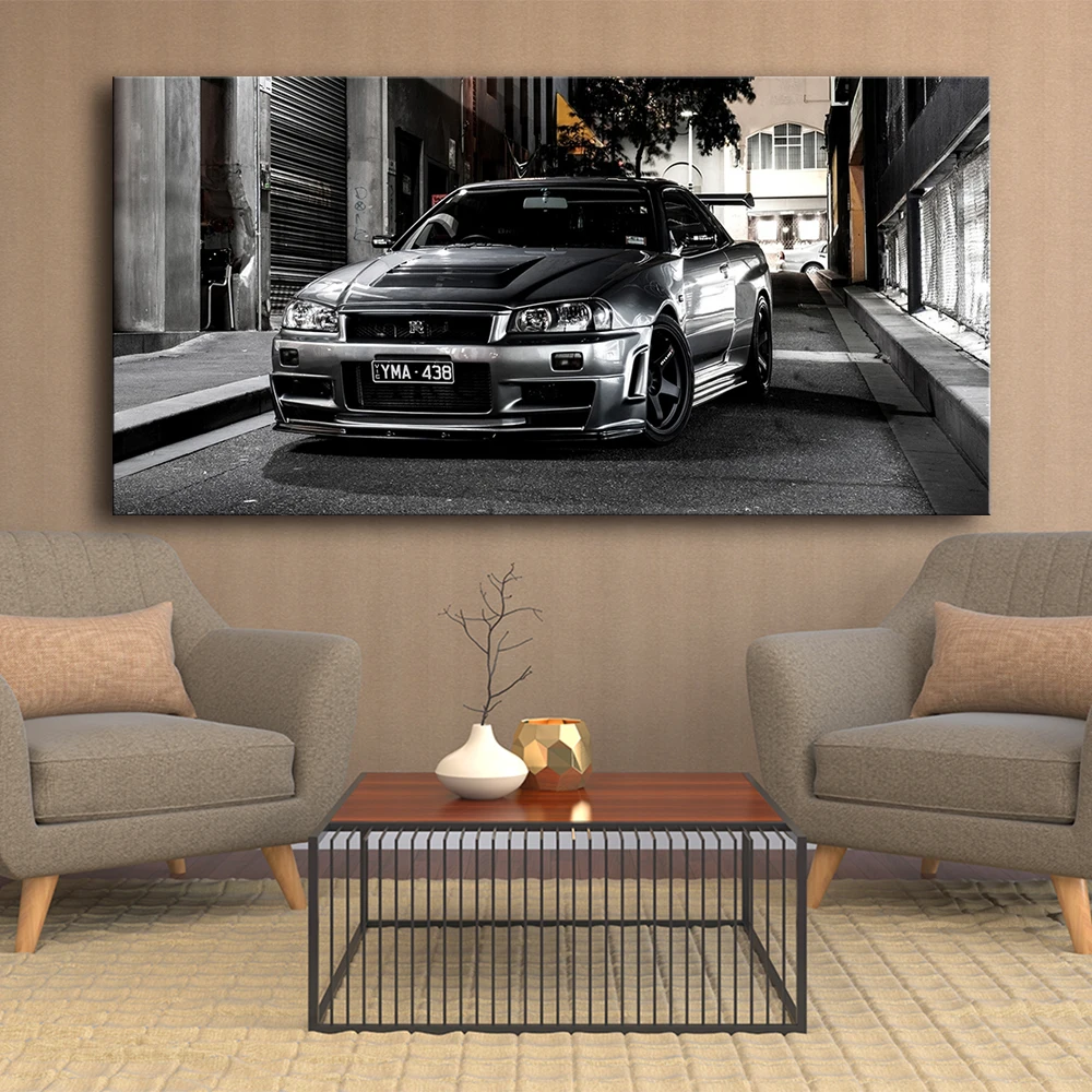 

Canvas Paintings HD Print No Frame Sports car Artwork Modern Nissan Skyline Gtr Car Pictures Bedside Home Decor Wall Art Posters
