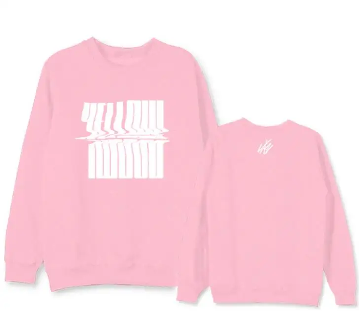 thin Kpop straykids stray kids yellow wood album same printing o neck hoodies unisex fleece/thin pullover loose sweatshirt - Цвет: thin