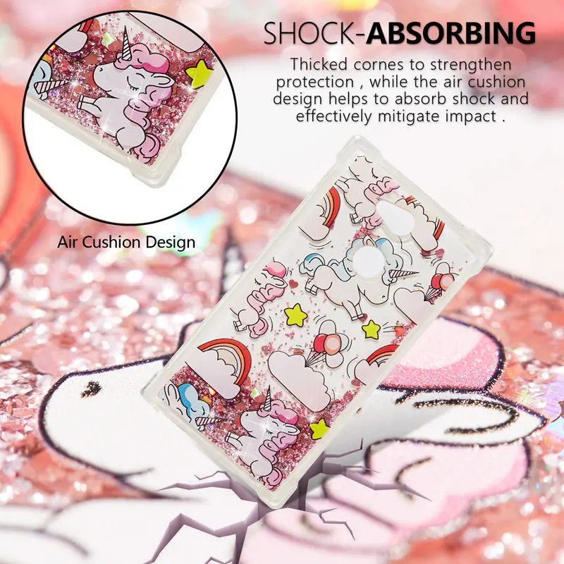 J&ampR Glitter Dynamic Liquid Quicksand Soft TPU Case For Sony Xperia L2 XA1 XA2 XZ1 XZ Premium Back Cover Cartoon Phone Cases |