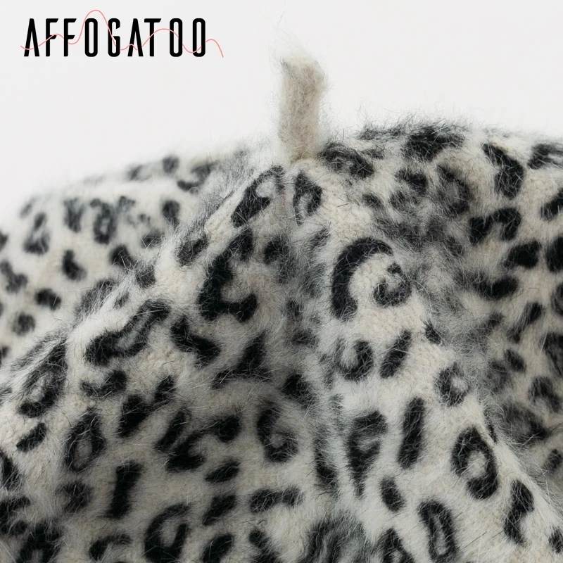 Afogatoo элегантный шерстяной Леопардовый берет Женский Повседневный уличная одежда теплый берет шапка кепка осень зима вечерние берет бини женский