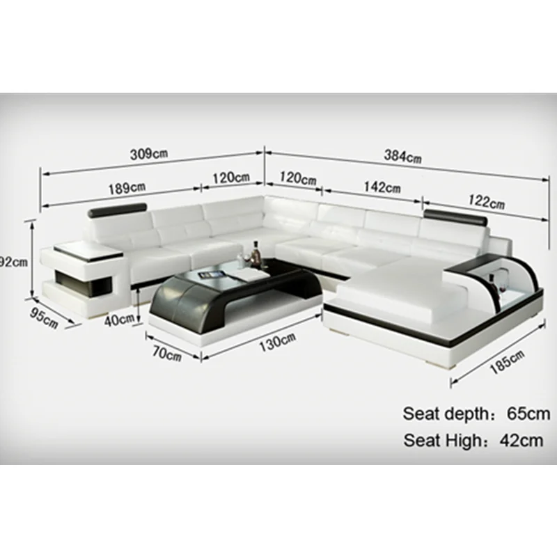 Роскошный кожаный диван для гостиной|Наборы гостиной| |