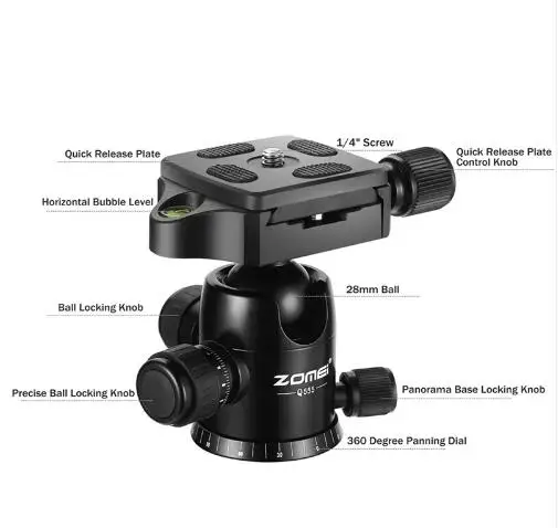 Портативный Алюминиевый Гибкий штатив Zomei Q555 с шаровой головкой для DSLR-камер |