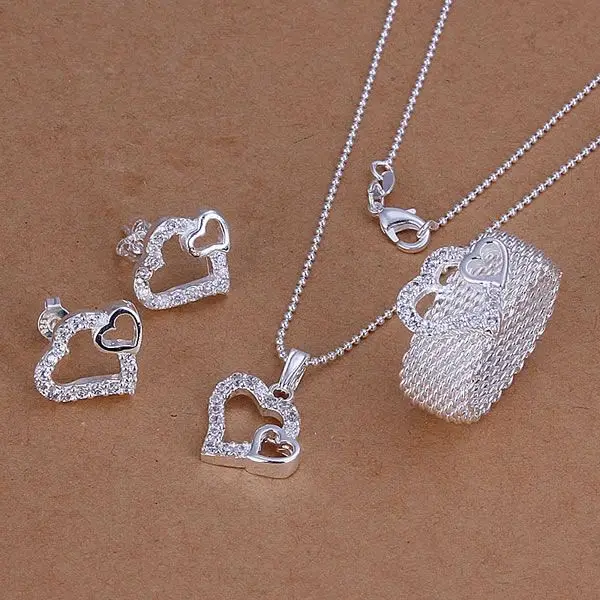 Женский ювелирный комплект из колье и серёг серебряного цвета | Украшения