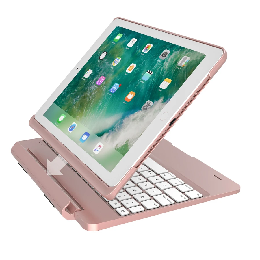 Чехол s для Apple iPad 9,7 /iPad Air/Air 2 Беспроводной Bluetooth клавиатура чехол класса люкс 360 Вращающийся Алюминий сплав чехол+ ручка+ Защитная пленка на экран