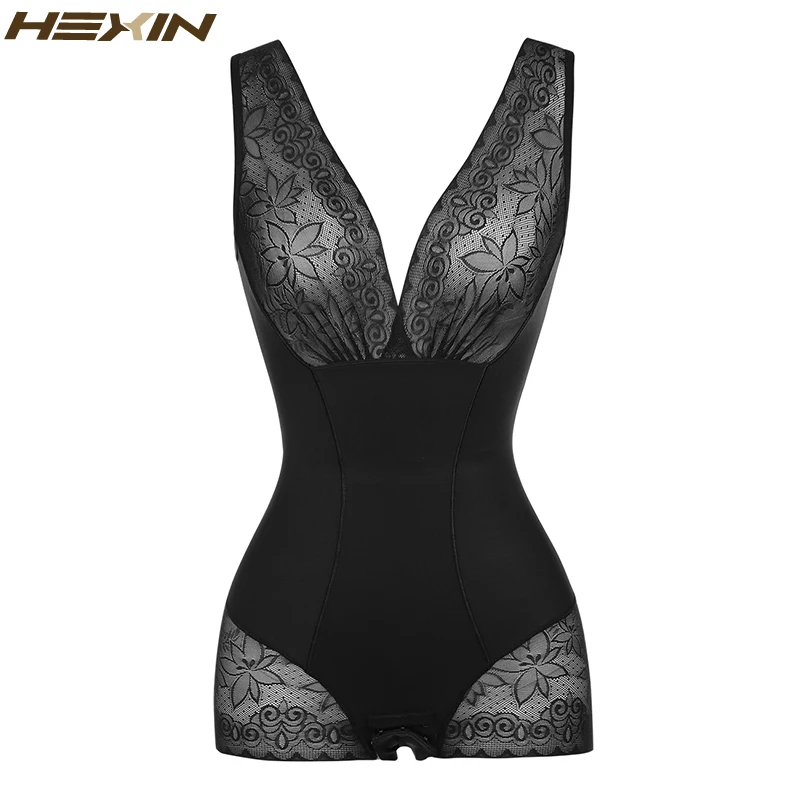HEXIN Женское боди с крючками для всего тела, Утягивающее боди, контроль животика, подтяжка ягодиц, кружевное Корректирующее белье для тела, бюстгальтеры, Корректирующее белье