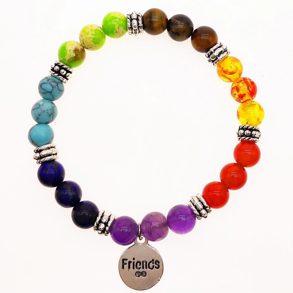 Прямая поставка 7 чакра браслеты друзья натуральный камень бусины браслет для