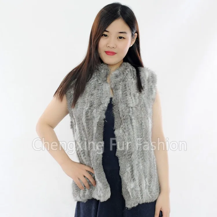 Женская зимняя вязаная жилетка из натурального кроличьего меха|vest waistcoat|fur