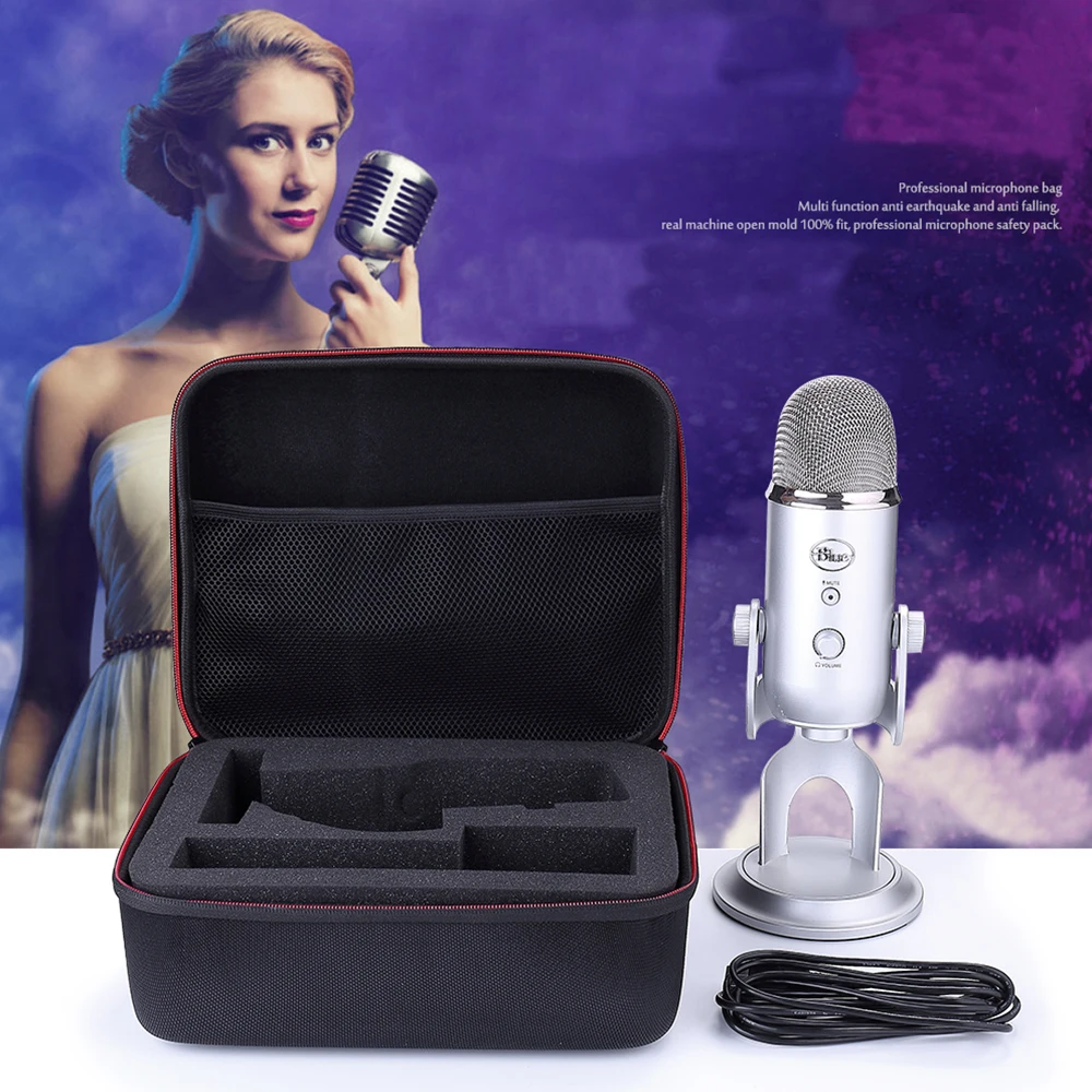 2020 New Top Hard Box Travel Carrying Storage Cover Case For Blue Yeti USB Microphone/Yeti Pro.Blackout Edition and Cable | Электроника