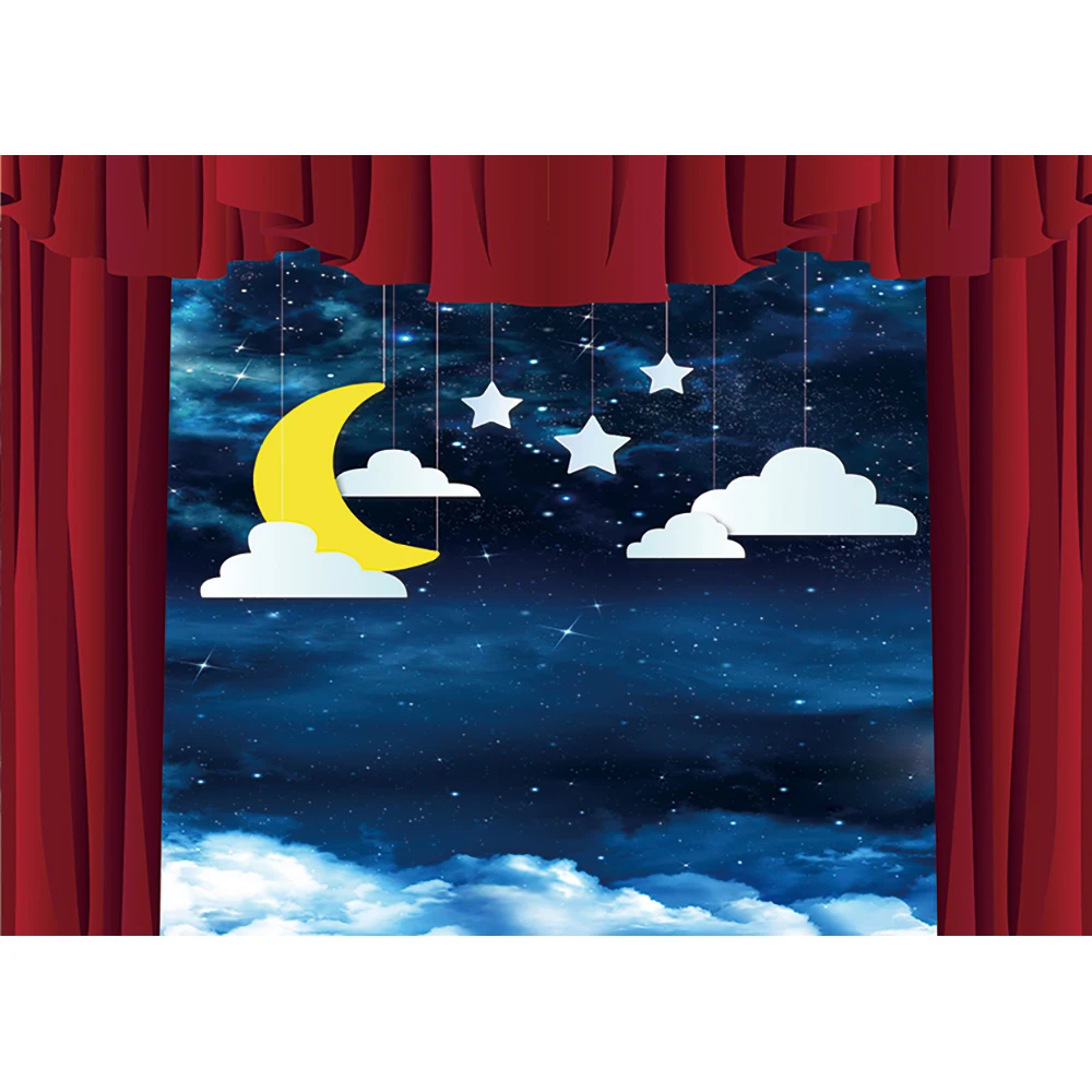 Allenjoy фон для фотографии звездное небо мерцание висячая Луна и облако красный