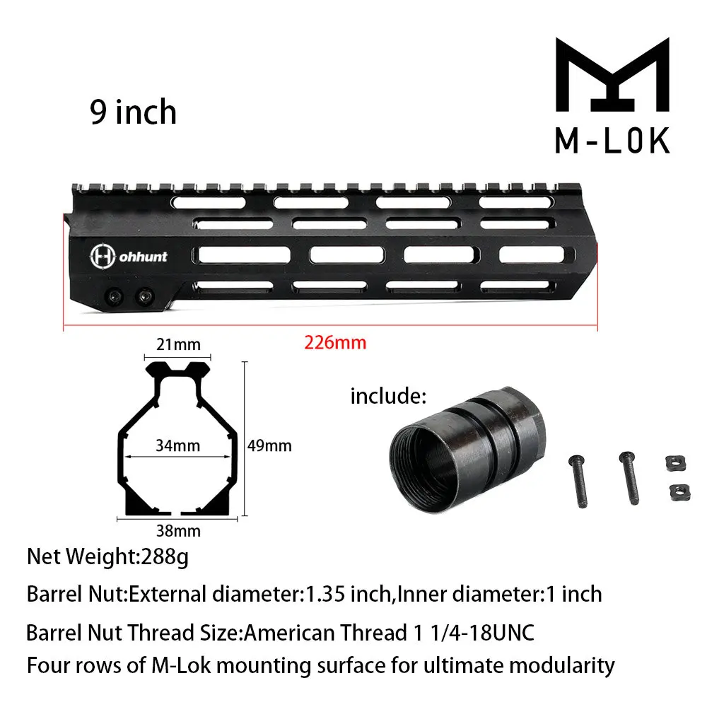 " 9" 1" 12" 13," 15" 1" дюймовый AR15 свободном M-LOK цевье для винтовки для охоты тактический прицел крепление w Сталь гайка