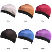 new fashion unisex silky dome cap wide band stretchy wig cap helmet liner biker beanie hat turban womens hat hair accessories
