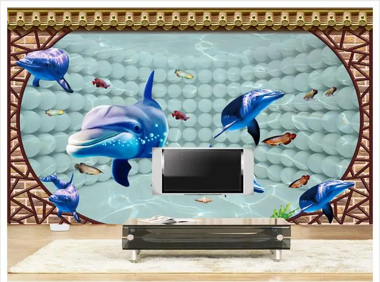 3D-обои на заказ настенные фрески с дельфином 3d фоновые изображения обои для