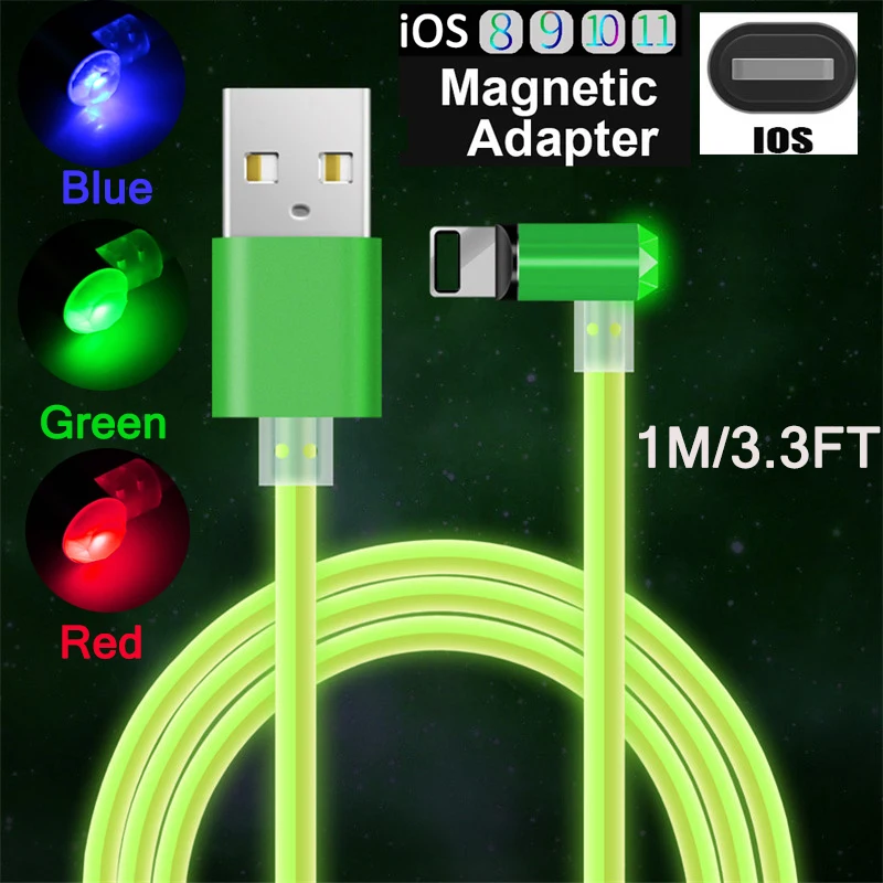 1 м/3 3 фута iOS прямоугольный Круглый адаптер Магнитный зарядный кабель