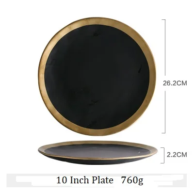 10 Inch Plate NIMITIME Европейский Стиль Керамические Золотые неправильные домашние блюда для бифштекса Западная еда блюдо ужин суп лапша миска посуда - Цвет: 10 Inch Plate