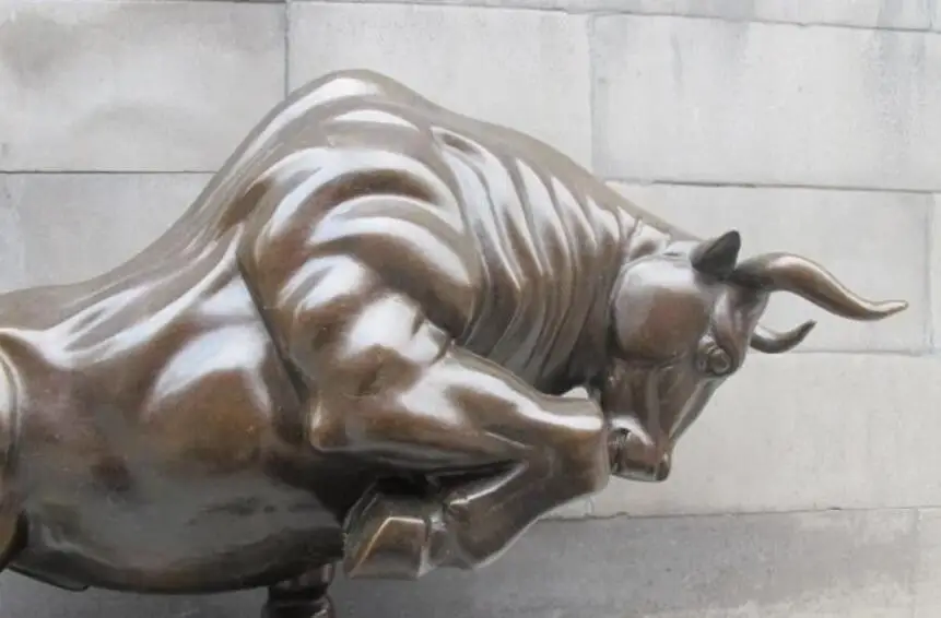 Chinese Pure Bronze statue Classic Wall Street GOOD LUCK OX Art Sculpture | Дом и сад