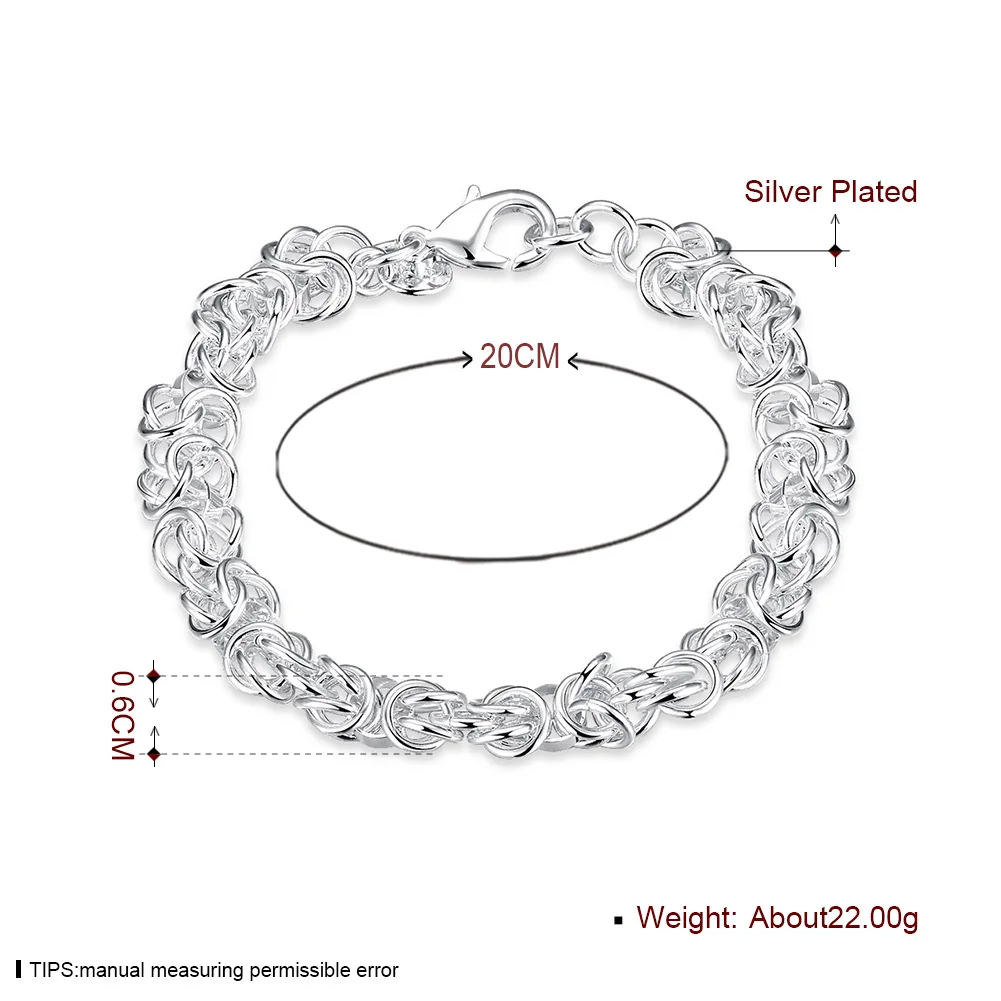 

Best Selling Brand New silver plated Jewelry Silver plated Cuff Chain Charm Leading shrimp buckle Bracelet Jewelry Bracele H073