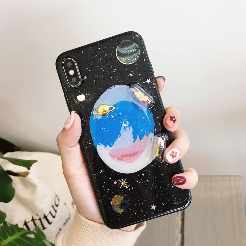 Чехол для телефона GlamPhoneCase 3D Character Planet iPhone XS Max XR X 8plus 8 7plus 7 6 S/6 Plus Блестящий Мягкий