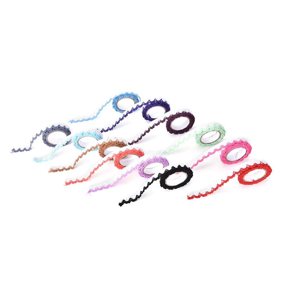 9 цветов хлопчатобумажная кружевная ткань белая кружевная рулон RibbonKnit клейкая лента наклейка декоративная лента