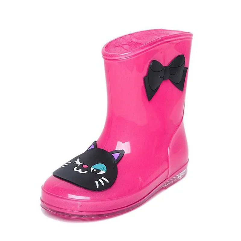 Мультяшные детские резиновые сапоги для девочек и мальчиков теплые зимние