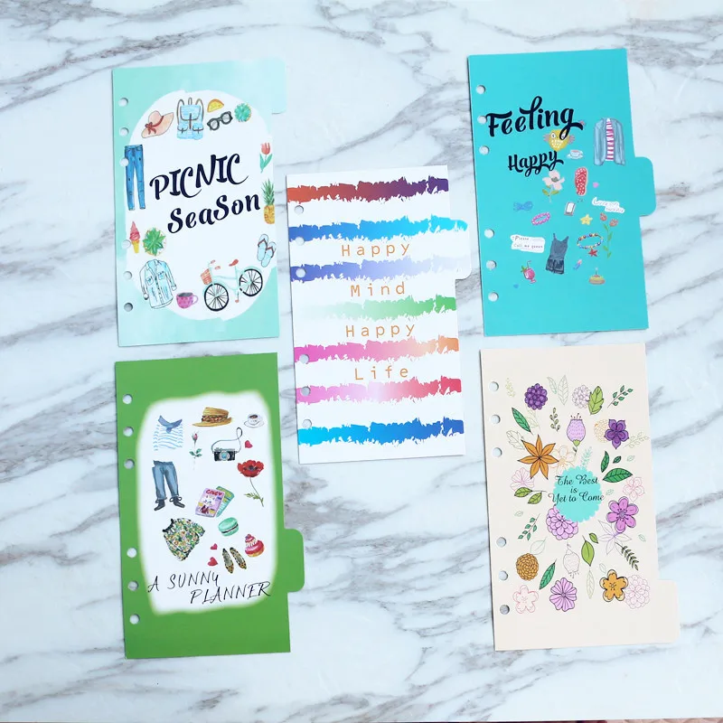 Fromthenon Sunny Series блокнот указателей страниц A5A6 Kawaii 6 отверстий сборщик листового листа разделитель для Filofax офисные и школьные принадлежности