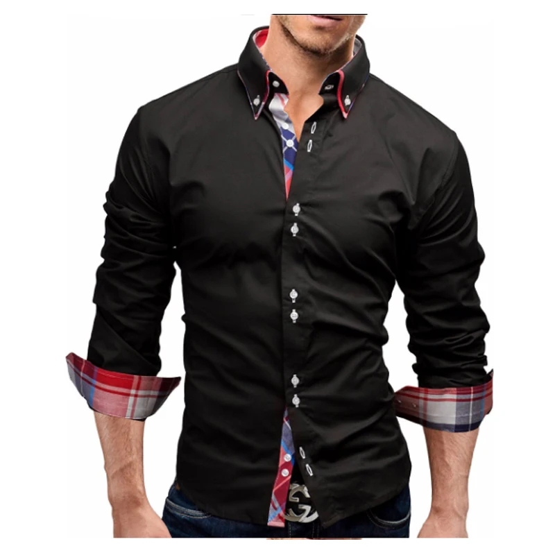 Мужская рубашка 2018 весна новый бренд бизнес Slim Fit платье мужская с длинным