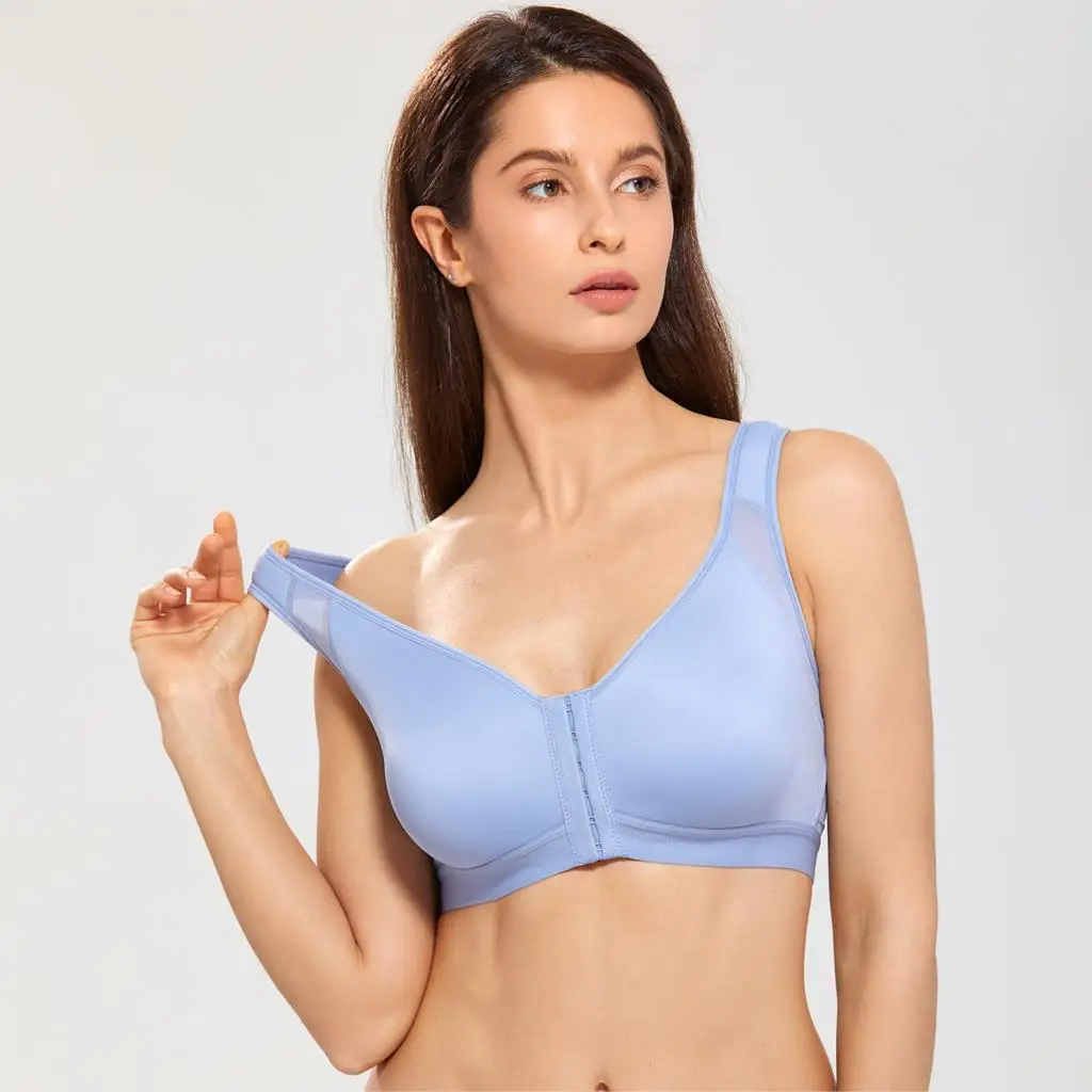 Mystery Blue06 Женский бюстгальтер без косточек с полным покрытием, без прокладок, x-образная поддержка спины, застежка спереди - Цвет: Mystery Blue06