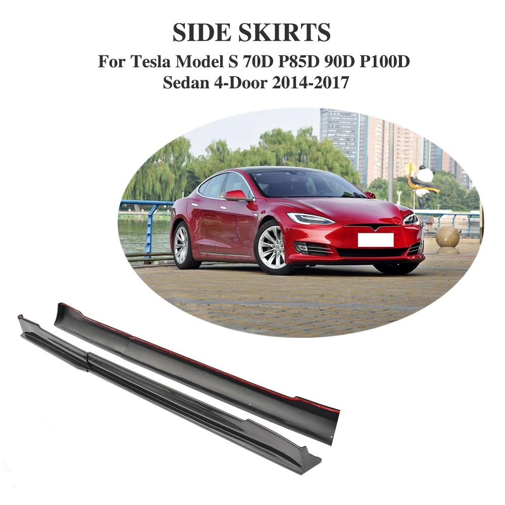 

Carbon Fiber / FRP Side Skirts Aprons Bumper Extensions Lips for Tesla Model S 70D P85D 90D P100D Sedan 4 Door 2014-2017