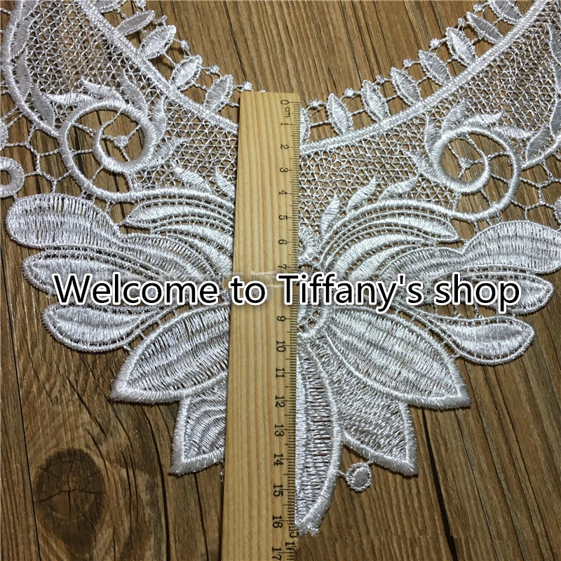 1 шт. 36*40 см белая вышитая полиэфирная Цветочная Кружевная аппликация-колье на шею