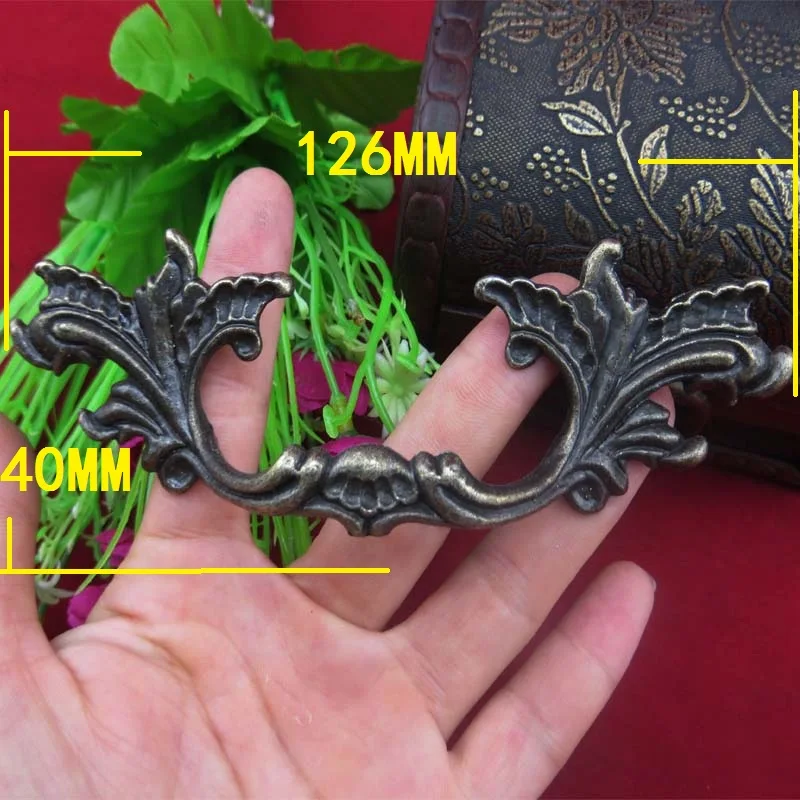 

Bronze Vintage Furniture Leaf Knobs and Handles Door Zinc Alloy Handle Cupboard Drawer Kitchen Pull Knob Leaves,126*40mm,4PCs