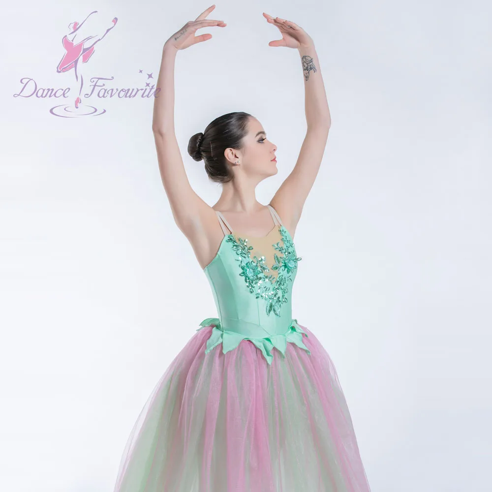 19215 Dance Favourite New Ballet Tutu Green Spandex Bodice Costume Women Romantic Long | Тематическая одежда и униформа
