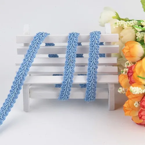 5 ярдов лента для сороконожки 11 мм кружевная отделка DIY вышитая кружевная ткань красивая хлопковая кружевная веревка для шитья платья украшения - Цвет: sky blue
