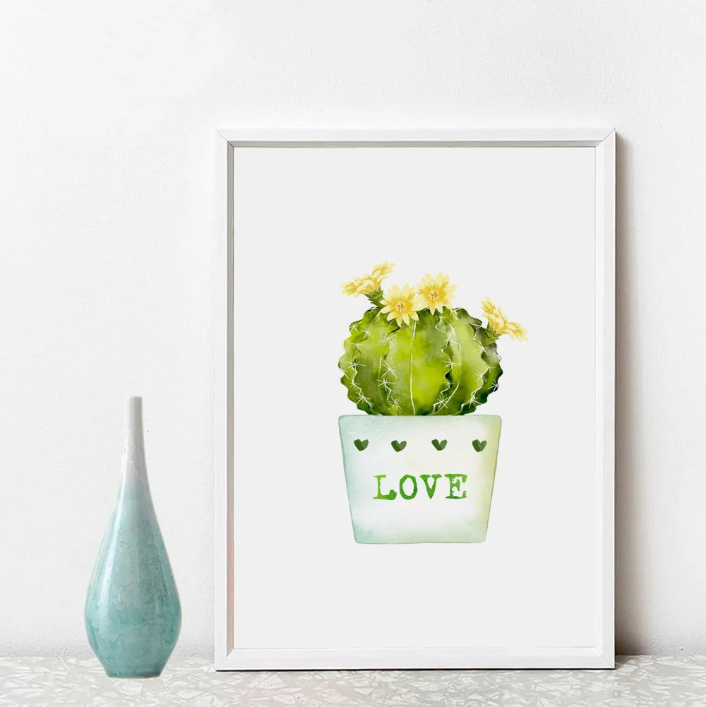 Кактусы стена для вдохновения искусство зеленый домашний декор любовь подарок